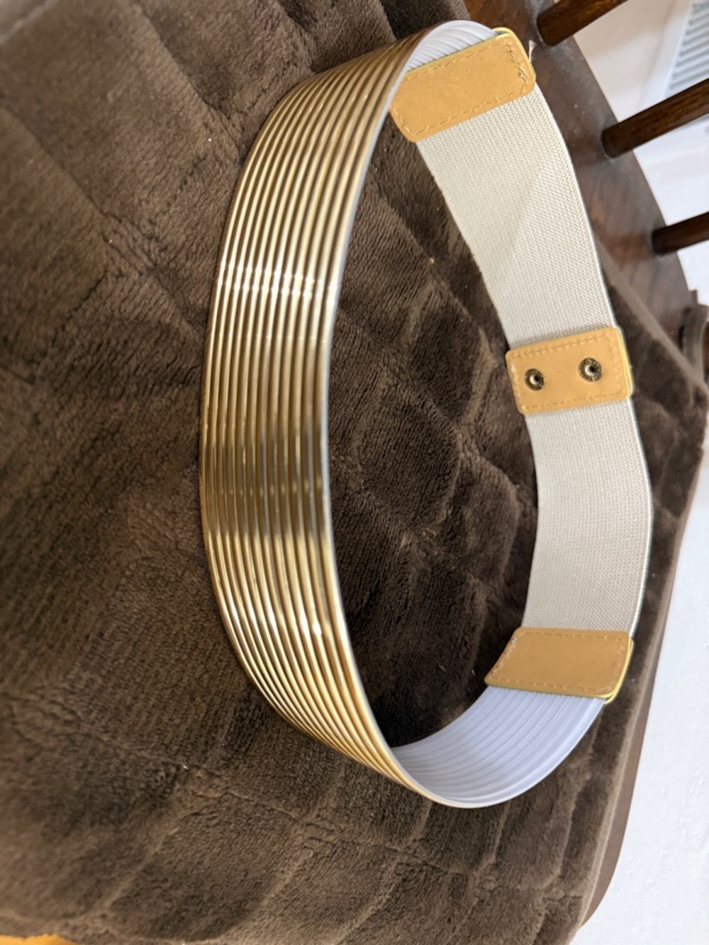 Gold Ribbed Elastic Waist Belt for Women